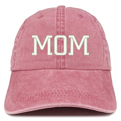 Trendy Apparel Shop Mom Embroidered Pigment Dyed Low Profile Cotton Cap - Burgundy