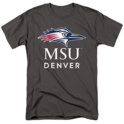 Metropolitan State University of Denver Official Stacked Unisex Adult T Shirt, Charcoal, Medium