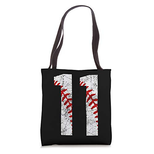 Vintage Baseball Mom -11 Jersey Baseball Favorite Player Tote Bag