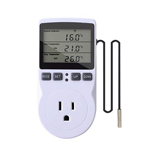 Petuivcor Thermostat Outlet Plug in Temperature Controller Heating Cooling Mode Timer for Fan Heater Greenhouse Home Brew Reptiles Incubate Aquatium
