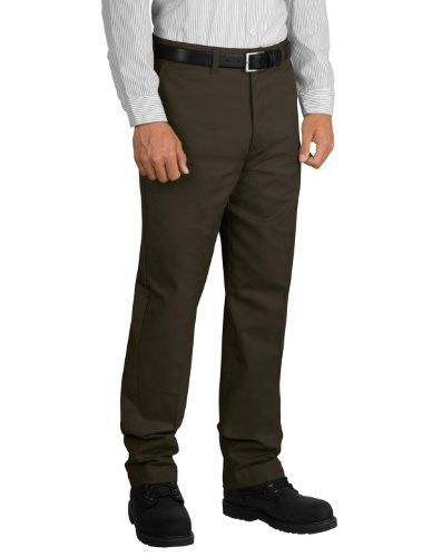 Red Kap Men's Stain Resistant, Flat Front Work Pants, Brown, 38W x 32L