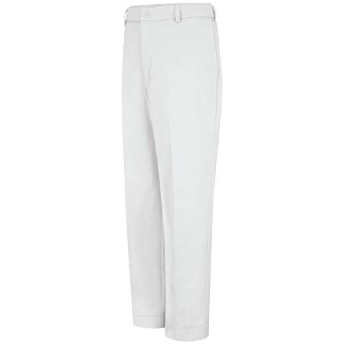 Red Kap Men's Stain Resistant, Flat Front Work Pants, White, 32W x 34L