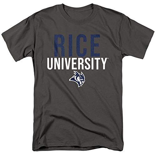 Rice University Official Stacked Unisex Adult T Shirt, Charcoal, Medium