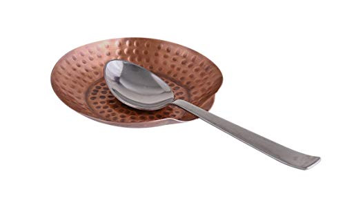 Copper Spoon Rest with Metal Dish Flat Utensil Holder for Stovetop  and  Kitchen Counter Organization, Modern Vertical Design Spoon Rest - Kitchen Spoon Organizer  Tabletop Countertop