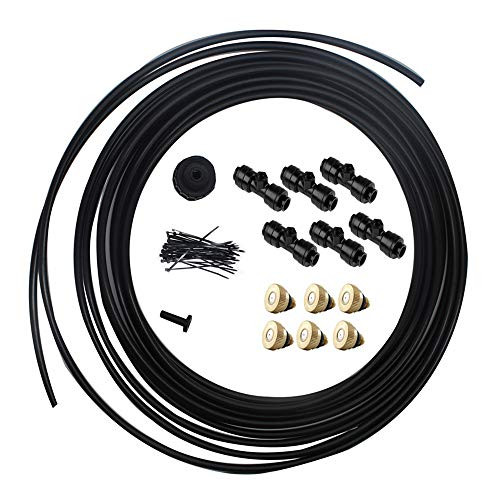 LQKYWNA Water Misting System Water Irrigation Fan Misting Mister Kit with Water Supply Hose, Misting Line, Brass Misting Nozzles for Patio Garden Umbrellas Greenhouse Trampoline LQKYWNA Water Misting System Water Irrigation Fan Misting Mister Kit with Water Supply Hose, Misting Line, Brass Misting Nozzles for Patio Garden Umbrellas Greenhouse Trampoline