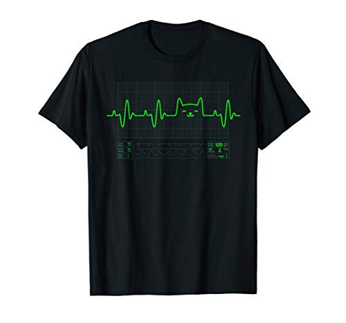 Cat Heartbeat ECG Heart Love Cats Women's Girls Cat Lover T-Shirt Cat Heartbeat ECG Heart Love Cats Women's Girls Cat Lover T-Shirt