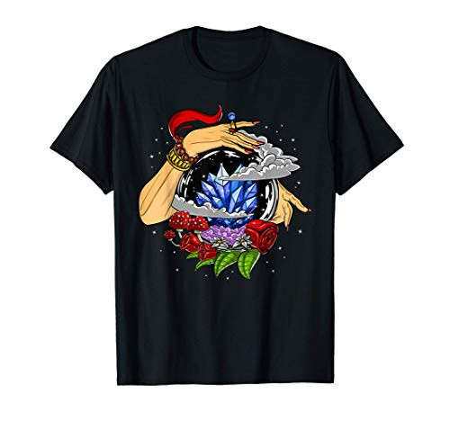Fortune Teller Crystal Ball Witch Spiritual Psychic Flowers T-Shirt Fortune Teller Crystal Ball Witch Spiritual Psychic Flowers T-Shirt
