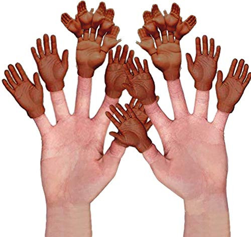 Archie McPhee Accroutrements 10pcs Finger Hands Finger Puppets /w 10pcs Finger Hands for Finger Hands - Soft Vinyl Finger Puppets -Dark-