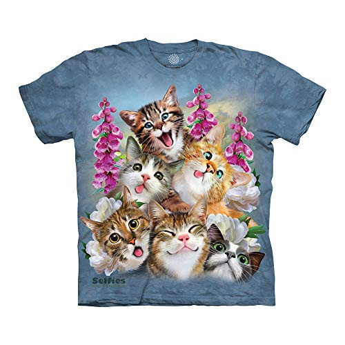 The Mountain Kittens Selfie Adult T-Shirt, Blue, Medium