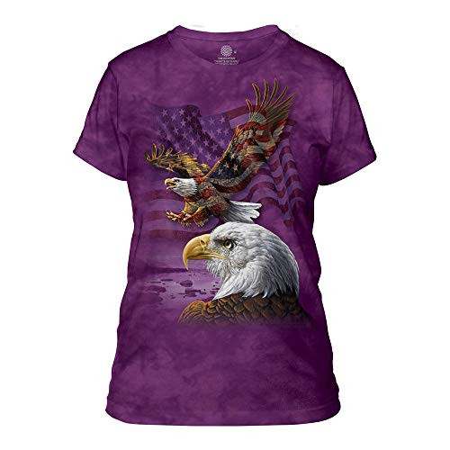 The Mountain Women's Eagle Flag Collage Apparel, Purple, Large The Mountain Women's Eagle Flag Collage Apparel, Purple, Large
