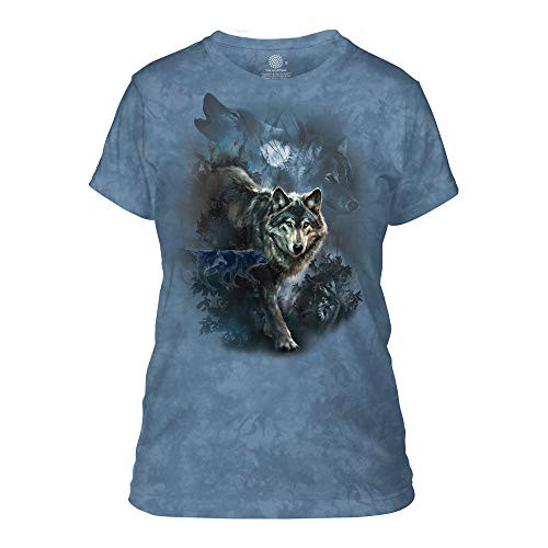 The Mountain Women's Night Wolves Collage Apparel, Blue, Medium