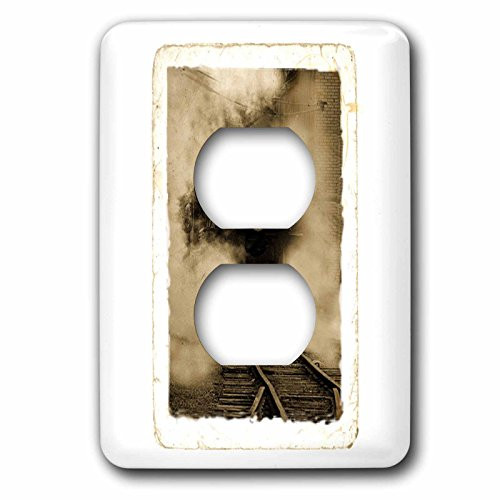 3dRose LLC lsp_154735_6 Sepia Train Engulfed in Clouds of Steam 2 Plug Outlet Cover