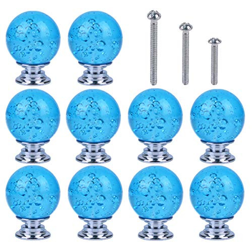 Bleiou 10 Pack Dresser Crystal Knobs Ball Cabinet Knobs Door Pull Furniture Kitchen Drawer Handle Knobs -Lake Blue-