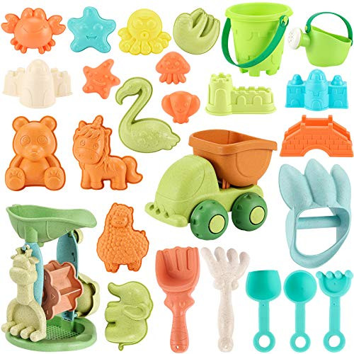 Beach Sand Toys for Kids - 28 PCS Sandbox Toys with Truck, Water Wheel, Castle Bucket, Sand Shovel Tool Kits, Animal Castle Molds in Mesh Bags, Snow Toys Beach Castle Toys for Kids Outdoor Play Beach Sand Toys for Kids - 28 PCS Sandbox Toys with Truck, Water Wheel, Castle Bucket, Sand Shovel Tool Kits, Animal Castle Molds in Mesh Bags, Snow Toys Beach Castle Toys for Kids Outdoor Play