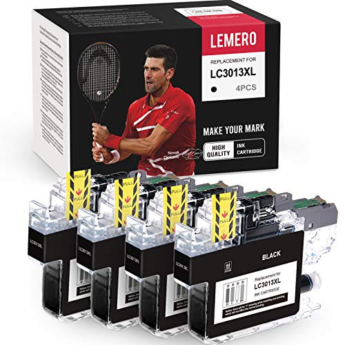 LEMERO Compatible Ink Cartridge Replacement for Brother LC3013 LC 3013 LC-3013 to use with MFC-J497DW MFC-J895DW MFC-J491DW MFC-J690DW -Black, 4-Pack-
