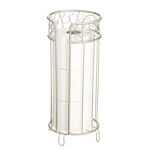 iDesign 77195 Twigz Free Standing Toilet Paper Holder, Spare Roll Bathroom Storage - Satin