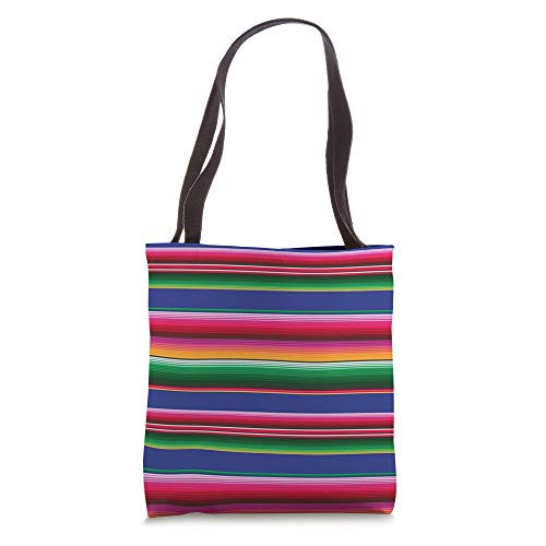 Mexican Blanket Serape Striped Poncho Pattern Print Tote Bag