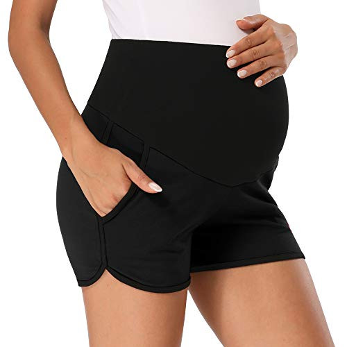 PACBREEZE Women's Maternity Shorts Over Belly Pregnancy Activewear Workout Running Athletic Lounge Shorts-Black, XX-Large- PACBREEZE Women's Maternity Shorts Over Belly Pregnancy Activewear Workout Running Athletic Lounge Shorts-Black, XX-Large-