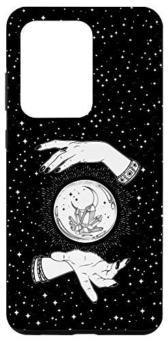 Galaxy S20 Ultra Vintage Witchy Crystal Ball Witch Hands,Stars,Crescent White Case