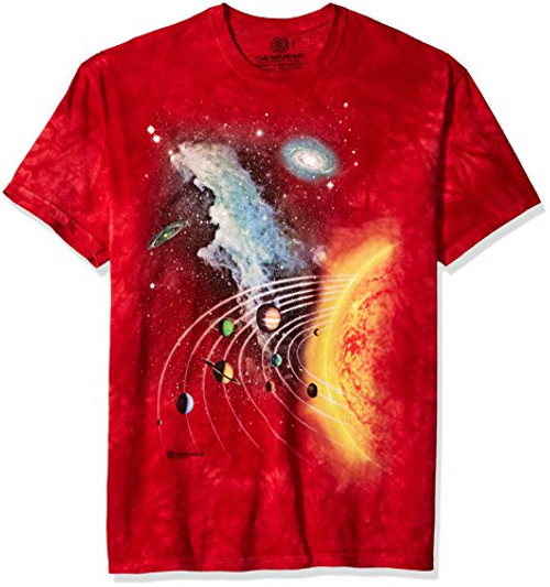 The Mountain Solar System Adult T-Shirt, Red, XL