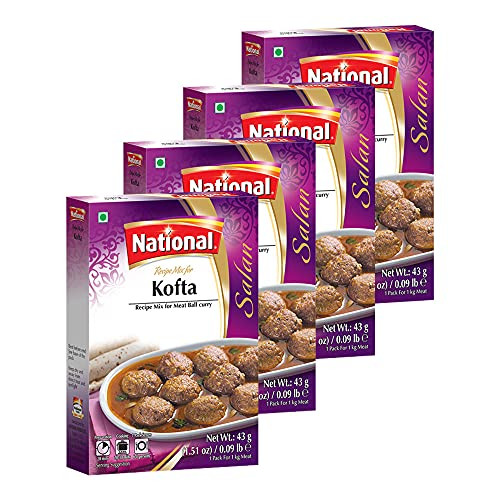 National Foods Kofta Recipe Mix 1.51 oz -43g- - Traditional Curry Spice Powder - Essential South Asian Dish - Meat Ball Stew - Box Pack - Pack of 4 National Foods Kofta Recipe Mix 1.51 oz -43g- - Traditional Curry Spice Powder - Essential South Asian Dish - Meat Ball Stew - Box Pack - Pack of 4