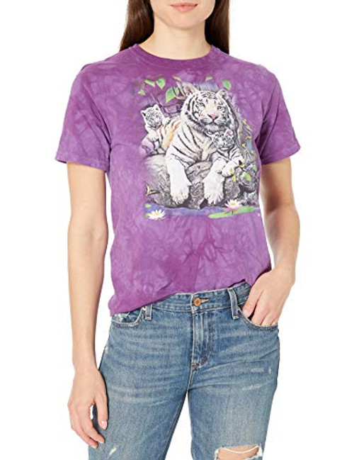 The Mountain White Tiger Face Adult Woman's T-Shirt, Green, Medium The Mountain White Tiger Face Adult Woman's T-Shirt, Green, Medium
