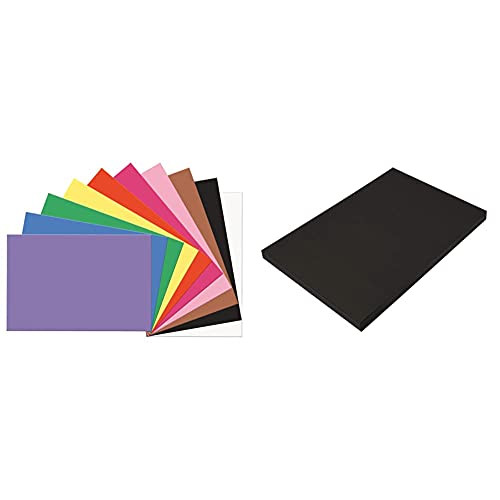 SunWorks Construction Paper, 10 Assorted Colors, 12" x 18", 100 Sheets  and  SunWorks Construction Paper, Black, 12" x 18", 100 Sheets