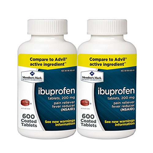 Member's Mark Ibuprofen Coated Tablets 200mg Pain Reliever Fever Reducer Nsaid -2 bottles -1200 tablets--