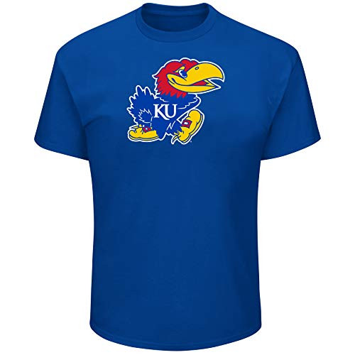 NCAA Men's Big and Tall Short Sleeve Cotton Tee Shirt Kansas Jayhawks, ROYAL, 3X