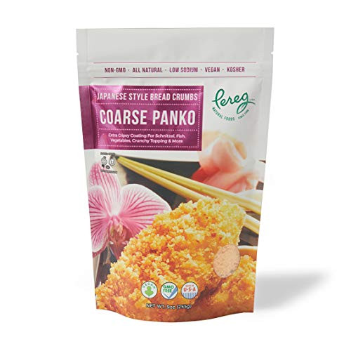 Pereg Coarse Japanese Panko Bread Crumbs -9 Oz-  Breadcrumbs with Coarse Crispy Texture - for Crunchy Coating  and  Stuffing - Schnitzel, Vegetables, Seafood, Chicken, Meatballs