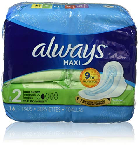 Always Maxi Pads, Flexi-Wings, Long, Super - 16 ct -Pack of 3-