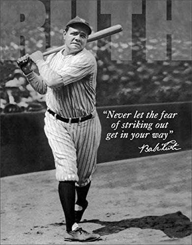 Desperate Enterprises Babe Ruth - No Fear Tin Sign, 12.5" W x 16" H