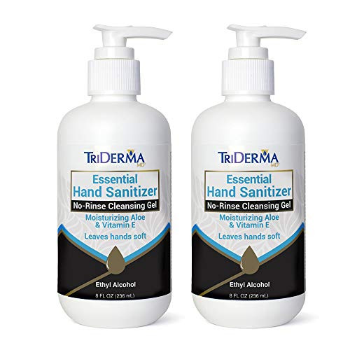 TriDerma Hand Sanitizer No Rinse Cleansing Gel-70 percent Ethyl Alcohol-2/Pack