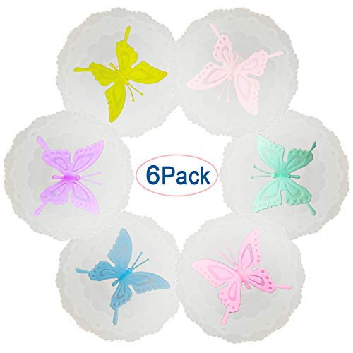 Silicone Cup Lids - Creative Flexible Butterfly Flower Mug Cover From Anti-dust Airtight Seal Silicone Drink Cup Lids Tea Coffee Mugs Lids 6 Set White Flower Covers for Bugs (Butterfly) Silicone Cup Lids - Creative Flexible Butterfly Flower Mug Cover From Anti-dust Airtight Seal Silicone Drink Cup Lids Tea Coffee Mugs Lids 6 Set White Flower Covers for Bugs (Butterfly)