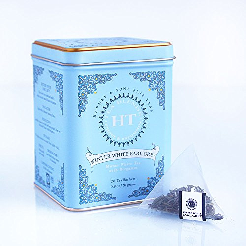 Winter White Earl Grey, 20 Sachets in tin by Harney  and  Sons