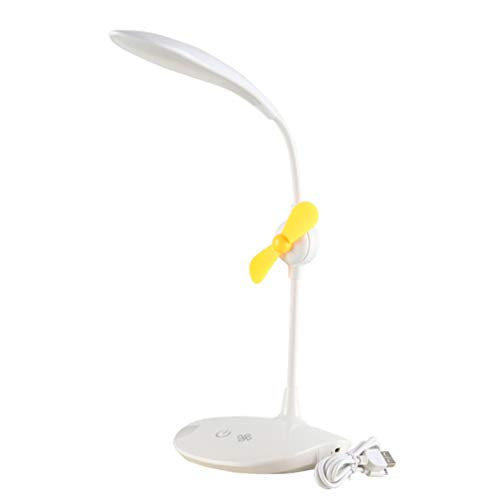 OSALADI Gooseneck Table Lamp with Fan LED USB Charging Touch Control Bedside Desk Lamp for Study Bedroom Office