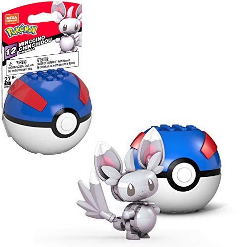 Mega Construx Pokemon Minccino Figure Building Set with Poke Ball