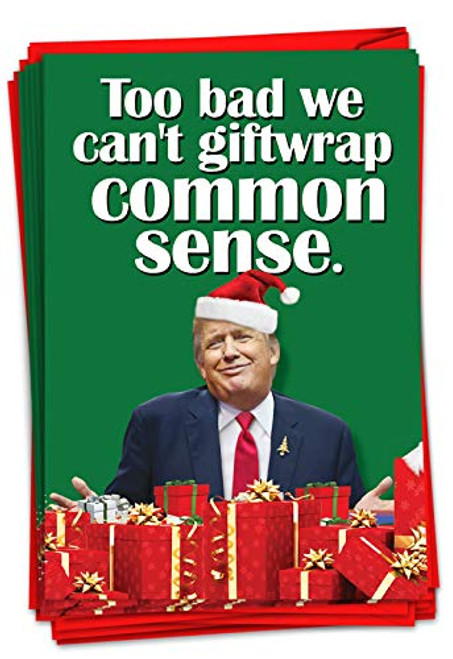 NobleWorks - 12 Funny Trump Christmas Cards - Boxed Political Holiday Humor Greeting, Bulk Notecards with Envelopes -1 Design, 12 Cards- - Giftwrap Common Sense C7070XSG-B12x1 NobleWorks - 12 Funny Trump Christmas Cards - Boxed Political Holiday Humor Greeting, Bulk Notecards with Envelopes -1 Design, 12 Cards- - Giftwrap Common Sense C7070XSG-B12x1