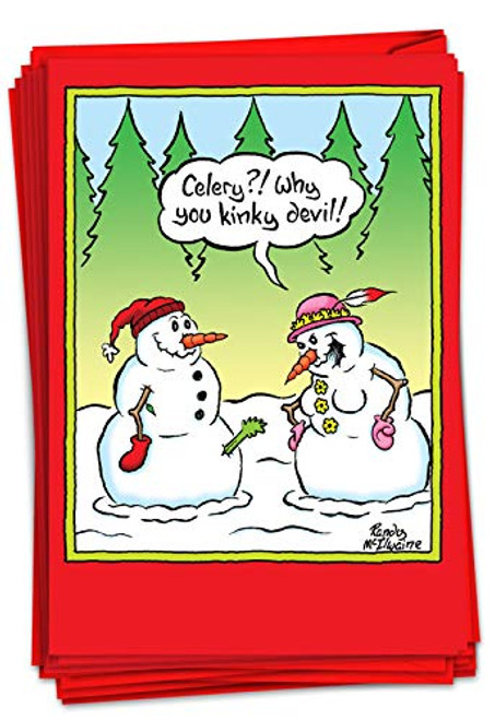 NobleWorks - Box of 12 Cartoon Christmas Cards - Funny Adult Holiday Greeting Cards, Festive Notecard Set Bulk -1 Design, 12 Cards- - Celery Christmas B5761 NobleWorks - Box of 12 Cartoon Christmas Cards - Funny Adult Holiday Greeting Cards, Festive Notecard Set Bulk -1 Design, 12 Cards- - Celery Christmas B5761