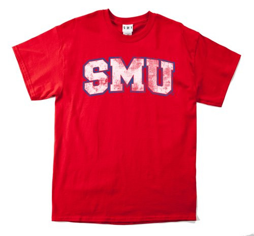 SMU Mustangs 100-Percent Pre-Shrunk Vintage Arch College Short Sleeve Tee, Medium, Red