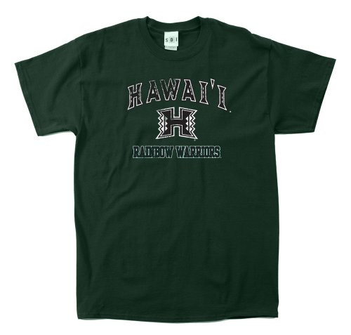Hawaii Rainbow Warriors 100-Percent Pre-Shrunk Vintage Mascot College Short Sleeve Tee, Large, Forest