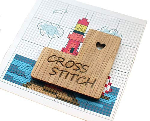 Cross stitch Pattern Helper Natural Oak Needle Minder Pattern marker window Cross Stitch and embroidery magnetic needle minder woodandcat scheme marker stitching chart holder