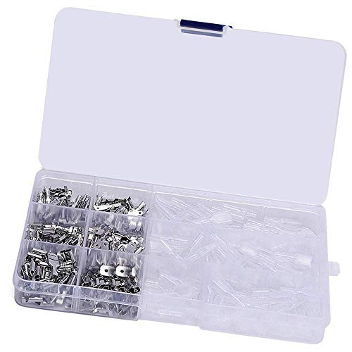 Bestgle 270pcs Male Female Spade Connectors 2.8/4.8/6.3mm Spade Wire Crimp Terminal Connector Quick Splice Crimp Terminals with Insulating Sleeve Kit AWG 22-14 for Electrical Wiring Car Audio Speaker