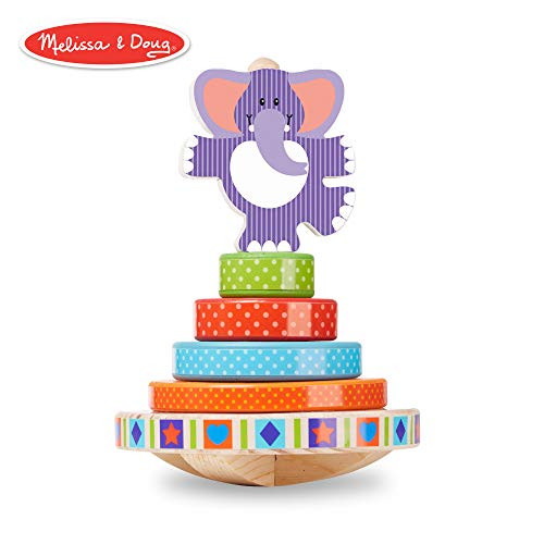 Melissa & Doug First Play Wooden Elephant Rocking Stacker (6 pcs)