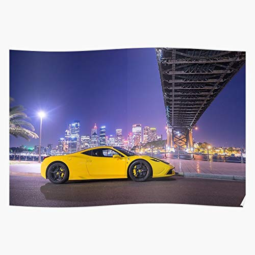 US210PT Bridge 458 Harbour Ferrari Night Sydney Speciale Australia, for Home Decor Wall Art Print Poster