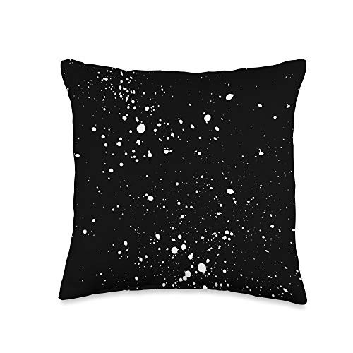 Simple Black Minimalist Co. Black Minimalist White Ink Paint Splatter Dots Throw Pillow, 16x16, Multicolor