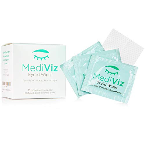 MediViz Eyelid Wipes Help You Avoid Crusty Eyelashes, Eyelid Bumps, Ocular Allergies, Demodex Mites, Clogged Meibomian Glands, Inflamed Skin Conditions - Great for Exfoliating and Hypoallergenic