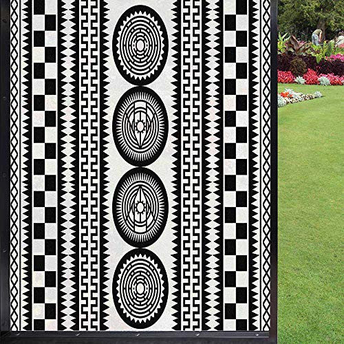 Black and White Window Film Window Stickers,Geometric Design Elements Vertical Monochrome Borders Static Window Film for Home UV Blocking Privacy,Black and White 24" x 36"