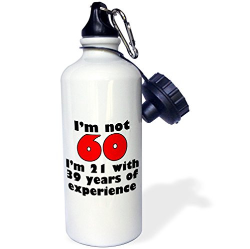 3dRose Im not 60. Red. -Sports Water Bottle, 21oz (wb_193481_1), Multicolored