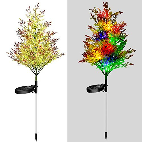 Solar Christmas Decorations Lights Set of 2, IP65 Waterproof Solar Christmas Tree Lights, LED Solar Christmas Pathway Lights Outdoor, Solar Garden Stake Lights for Yard, Patio, Courtyard, Lawn -2PCS-